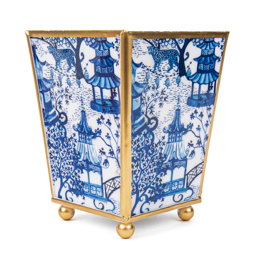 Garden Party Enameled Square Cachepot Planter  HOUSE OF SHE