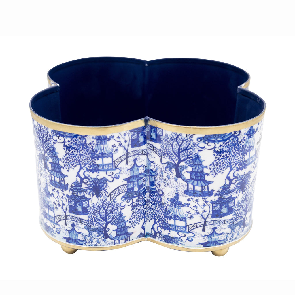 Garden Party Enameled Quatrefoil Cachepot Planter  HOUSE OF SHE