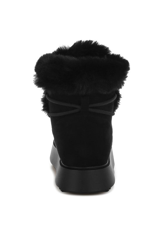 Bunting Faux Fur Collar Flatform Boots  HOUSE OF SHE