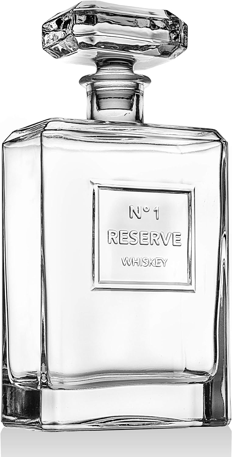 Godinger Reserve Whiskey Decanter for Liquor Scotch Bourbon - 40oz Clear  HOUSE OF SHE
