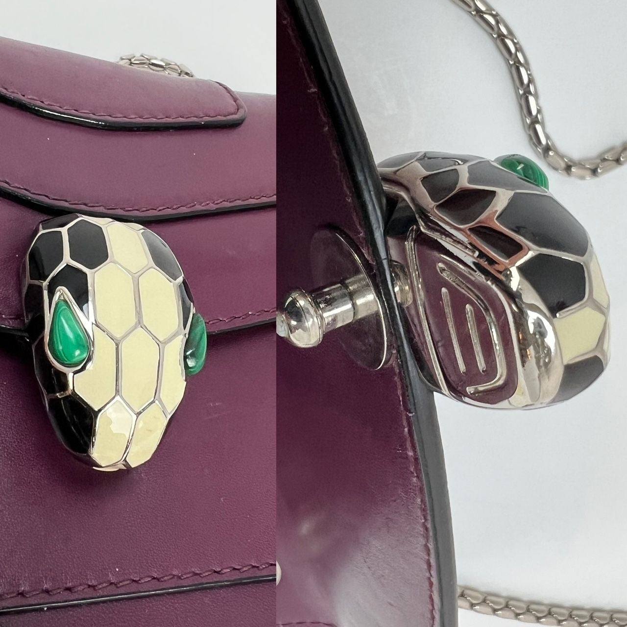 Bvlgari Calfskin Small Serpenti Forever Snake Plum Crossbody Bag - HOUSE OF SHE