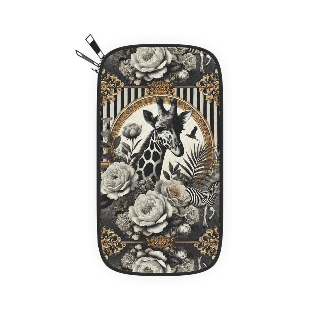Vintage Safari Passport Wallet — Giraffe & Floral Travel Document Holder