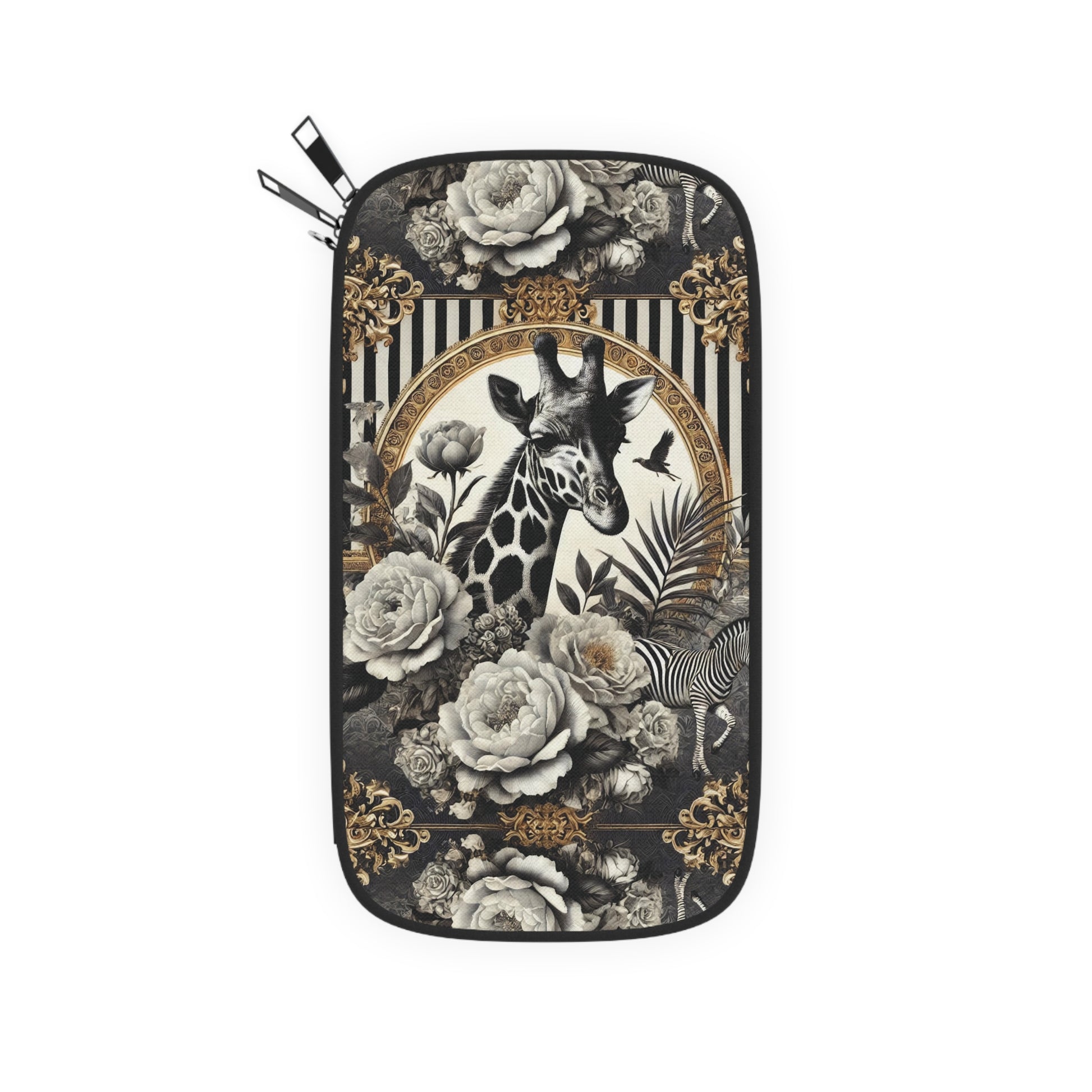 Vintage Safari Passport Wallet — Giraffe & Floral Travel Document Holder