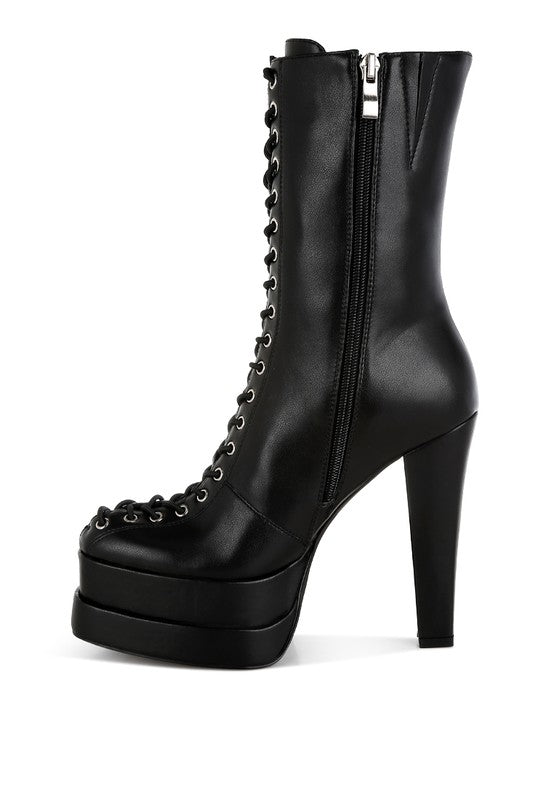 Sayal Faux Leather Lace Up Boots  HOUSE OF SHE