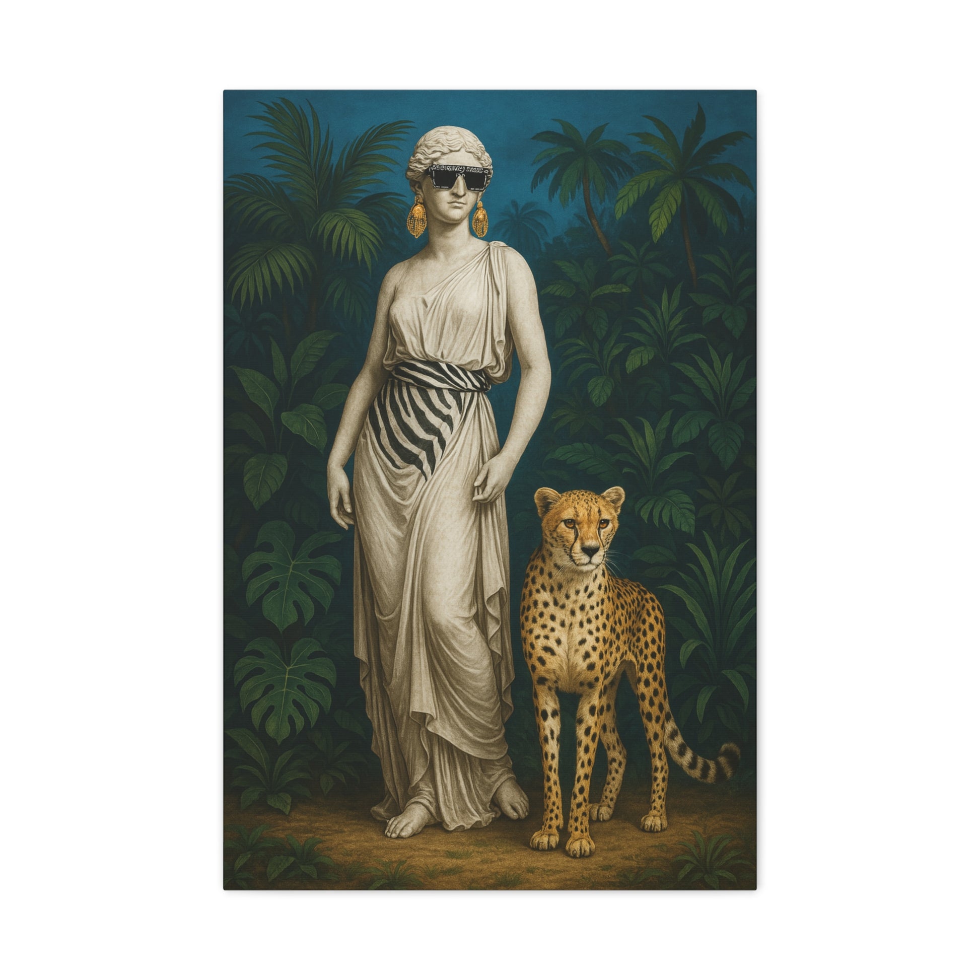 Sleek Safari Wall Art - Cool Woman and Leopard Canvas Print - HOUSE OF SHE
