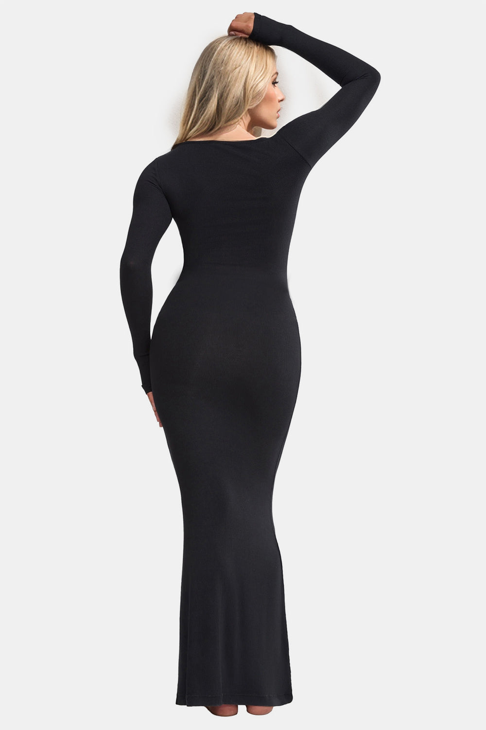 Basic Bae Built-In Shapewear Square Neck Long Sleeve Maxi Dress - HOUSE OF SHE