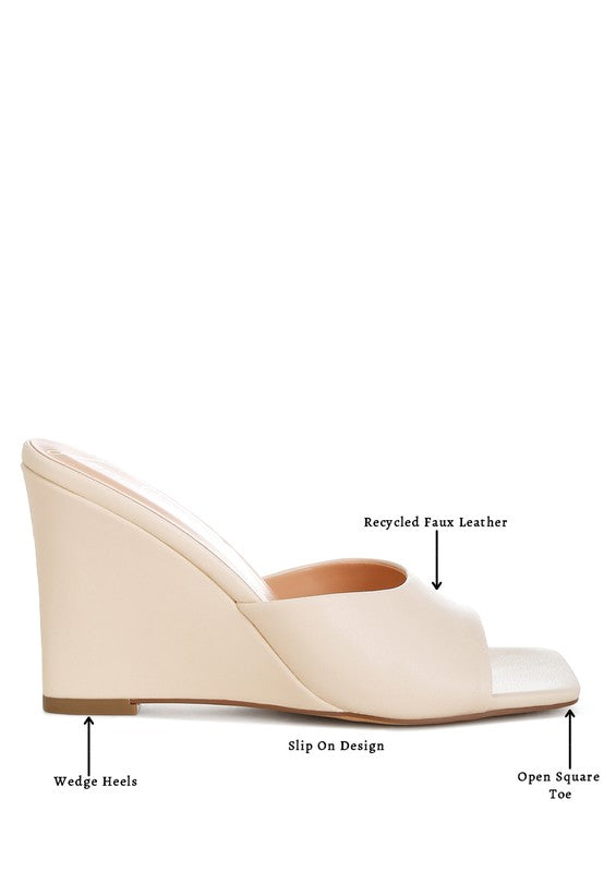 Shiloy Recycled Faux Leather Wedge Sandals - HOUSE OF SHE