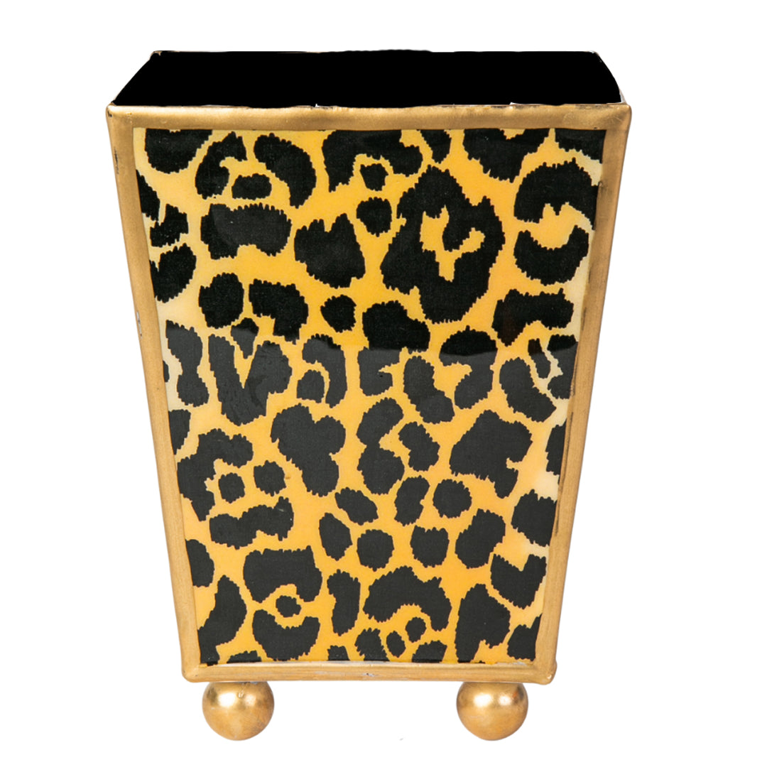 Leopard Spots Enameled Square Cachepot Planter  HOUSE OF SHE