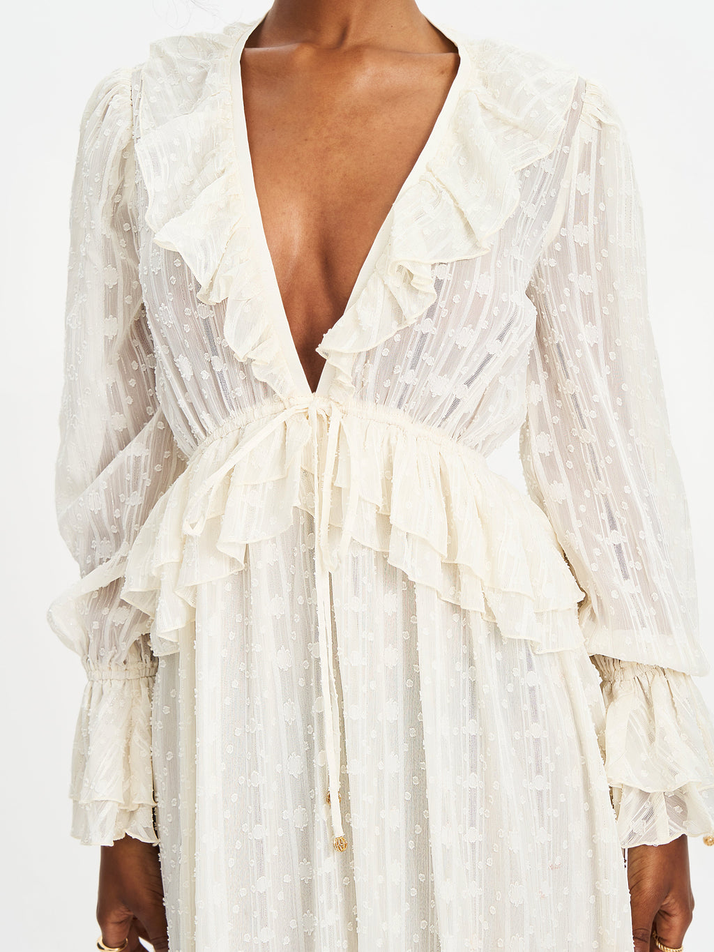 Safiya Jacquard Chiffon Long Sleeve Maxi Dress - HOUSE OF SHE
