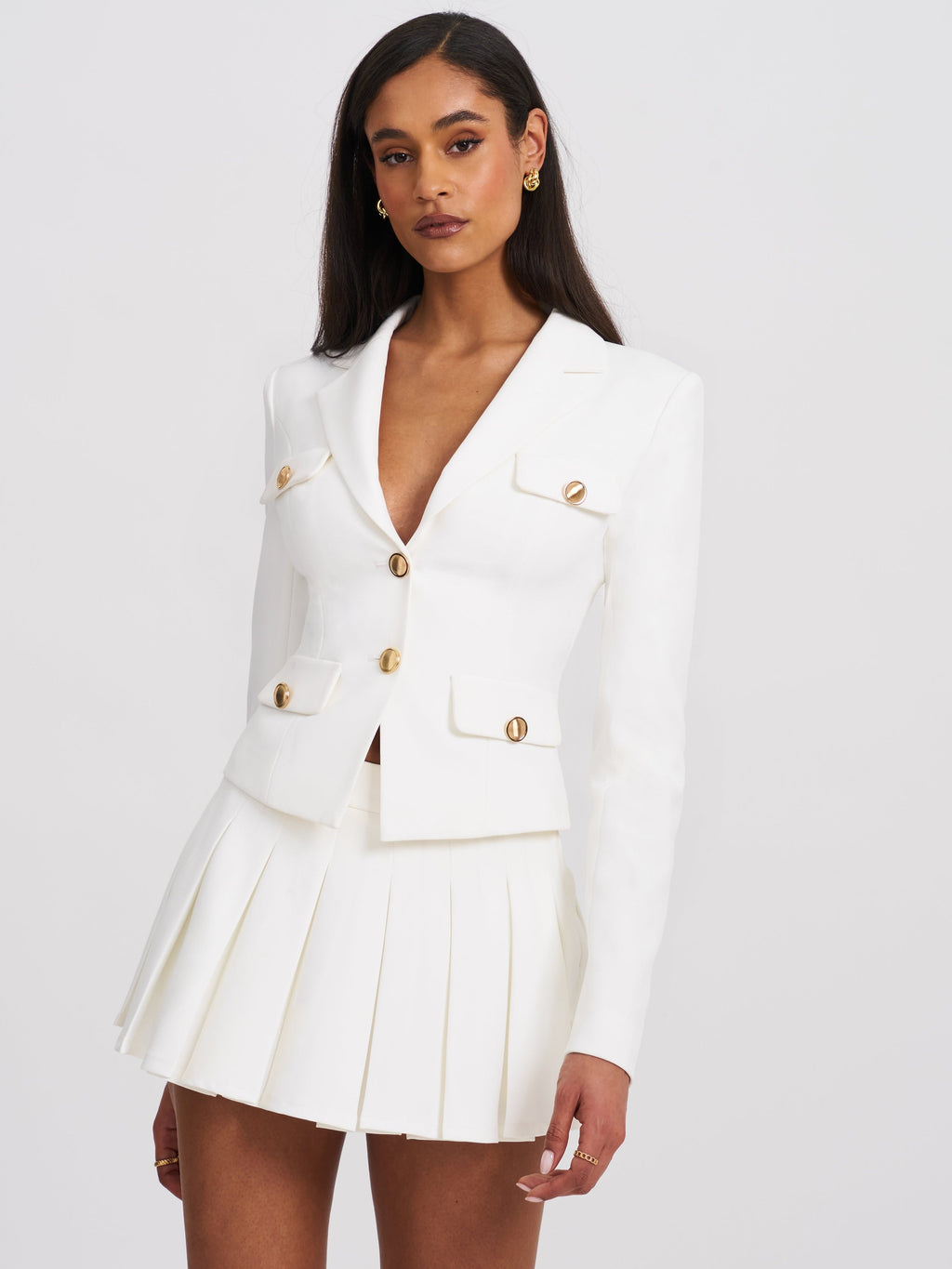Oakley White Preppy Style Blazer Jacket - HOUSE OF SHE