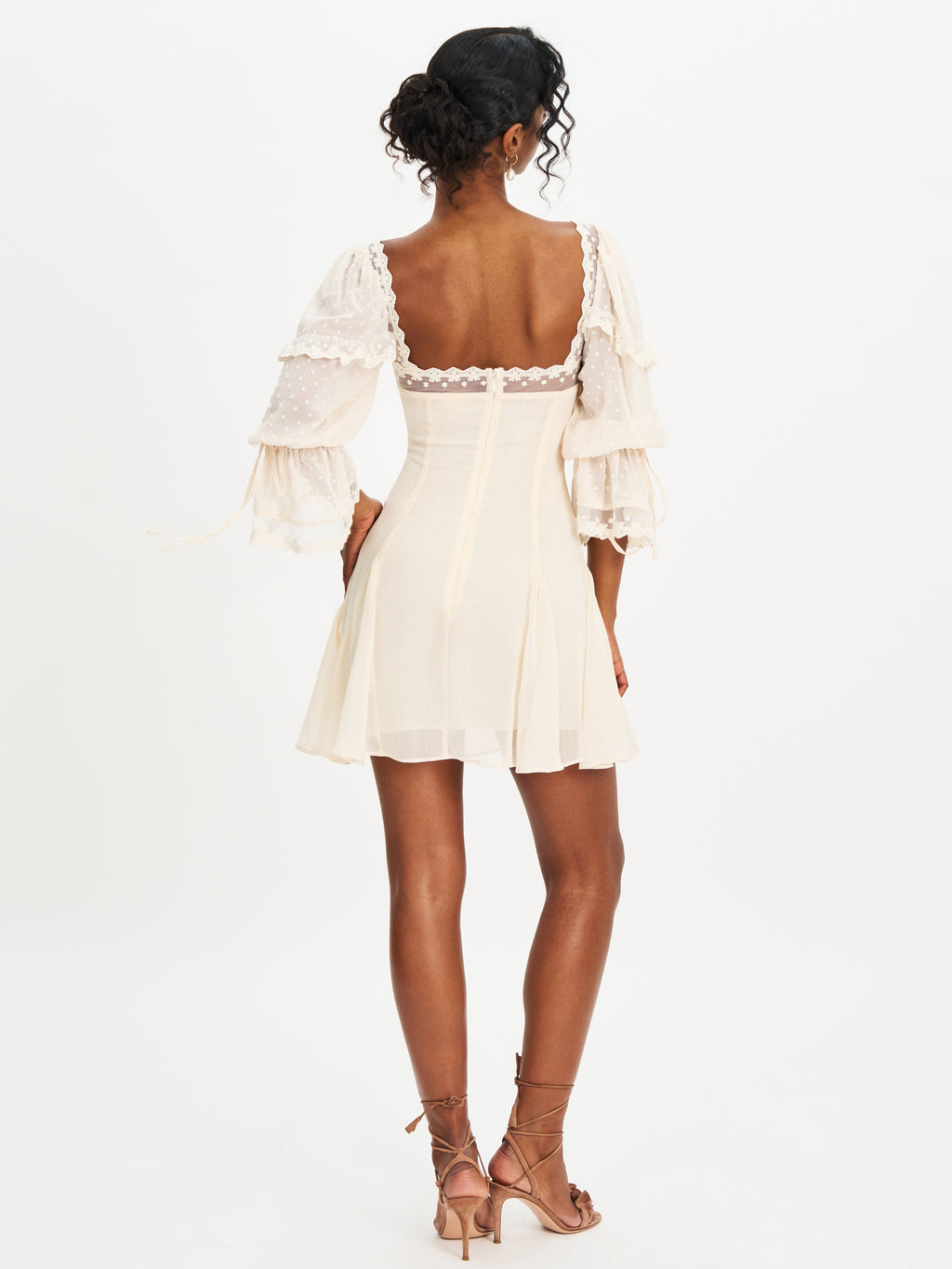 Zakira Lace Trim Half Sleeve Mini Dress - HOUSE OF SHE