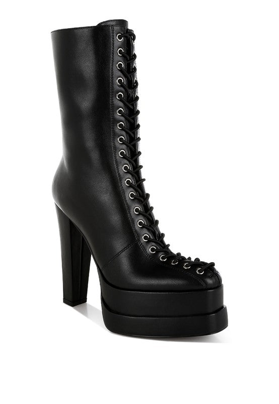 Sayal Faux Leather Lace Up Boots  HOUSE OF SHE