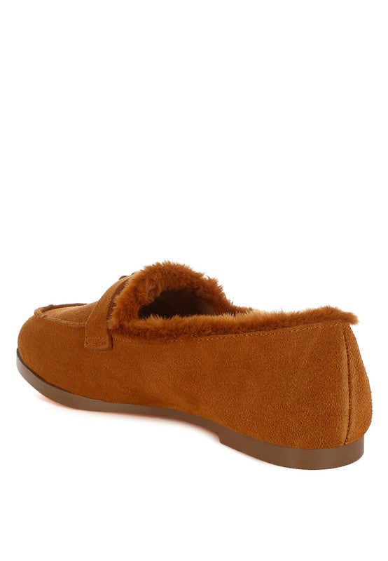 Ohrid Suede & Faux Fur Flat Loafers  HOUSE OF SHE