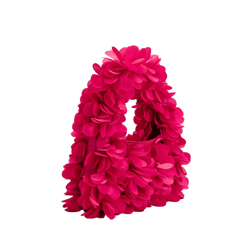 Bloom Fuchsia Vegan Satin Top Handle Bag - HOUSE OF SHE