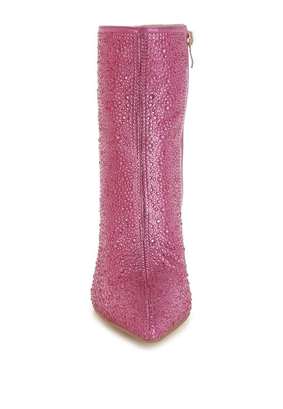 Anun Rhinestones Embellished High Ankle Boots  HOUSE OF SHE
