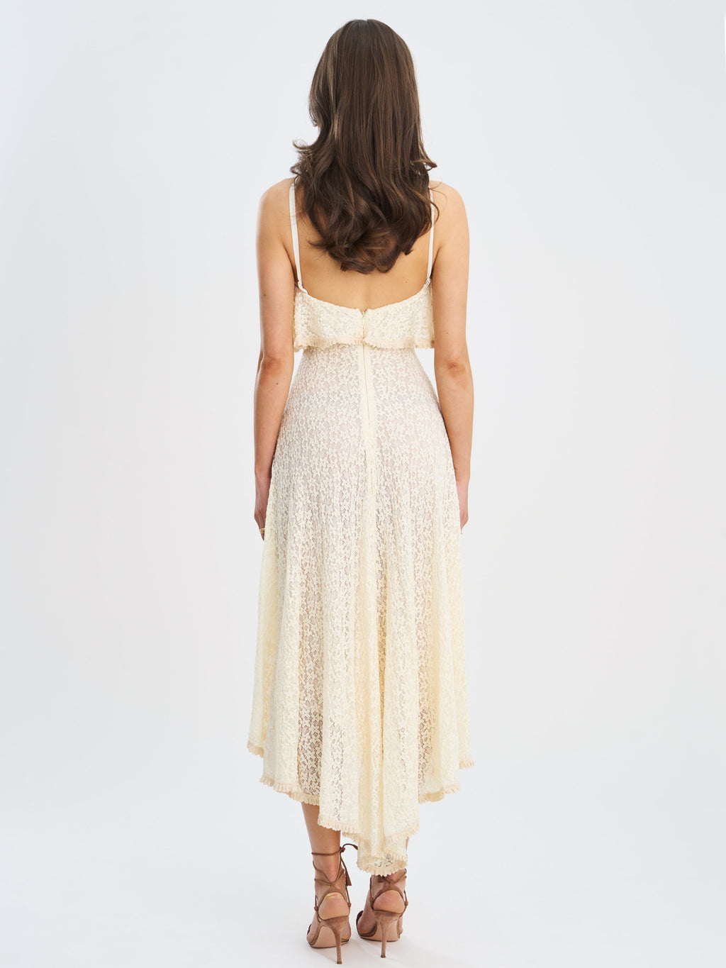 Idra Lace Trim Sleeveless Crochet Midi Trailing Dress - HOUSE OF SHE