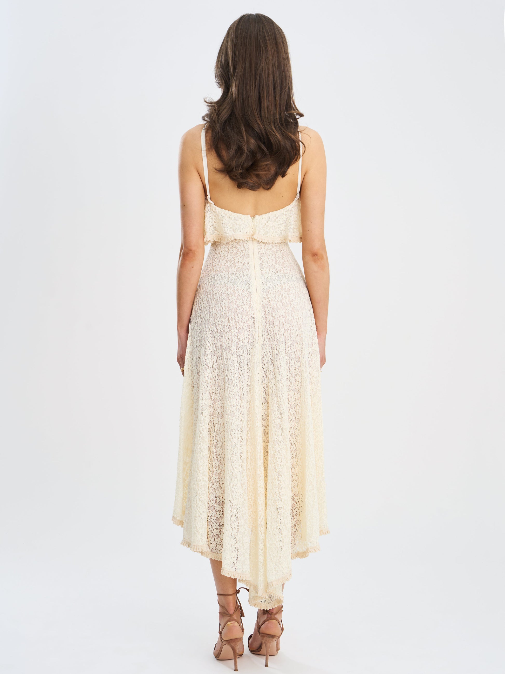 Idra Lace Trim Sleeveless Crochet Midi Trailing Dress - HOUSE OF SHE