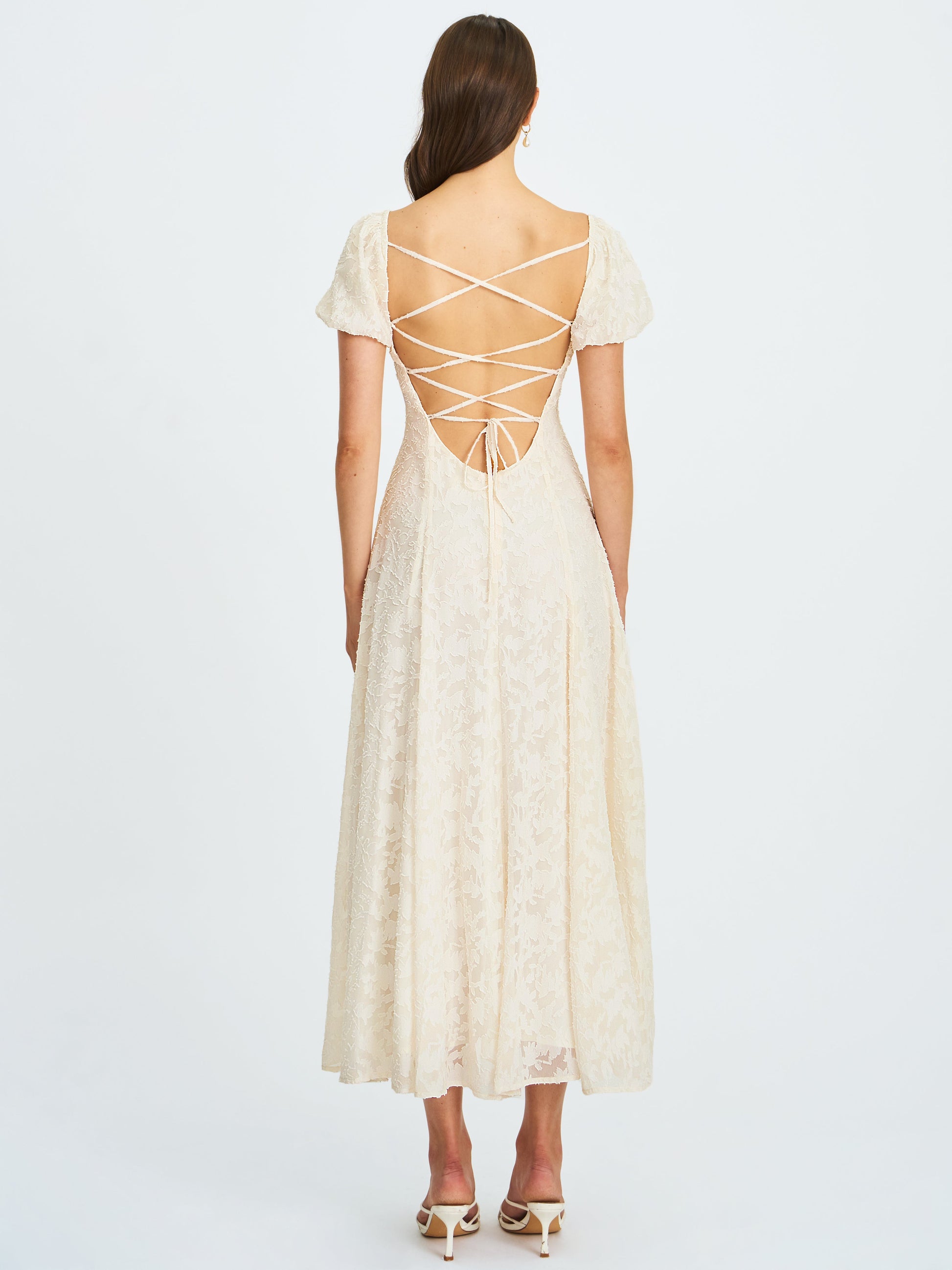 Pandora White Bubble Sleeve Backless Maxi Dress - HOUSE OF SHE
