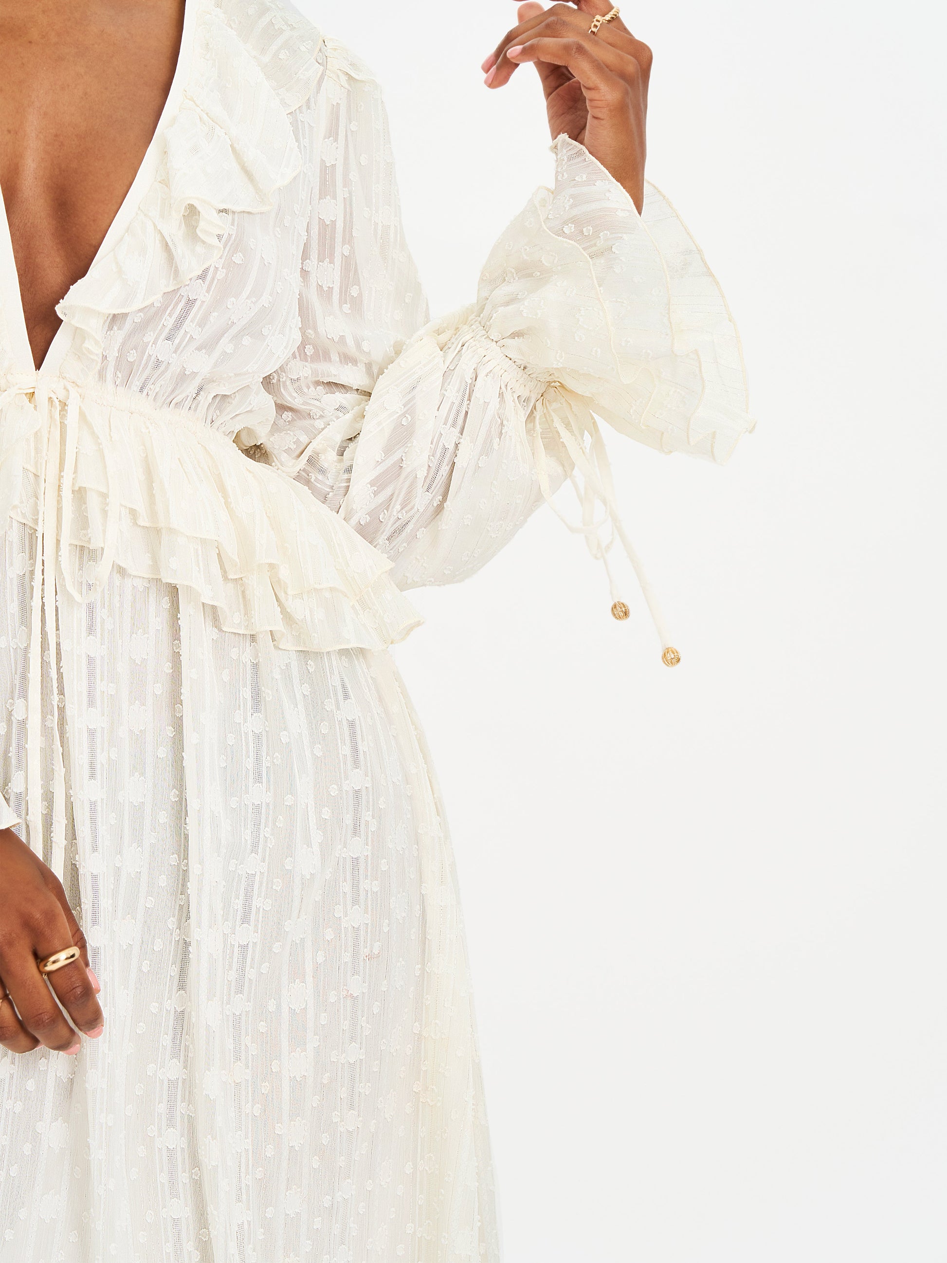 Safiya Jacquard Chiffon Long Sleeve Maxi Dress - HOUSE OF SHE
