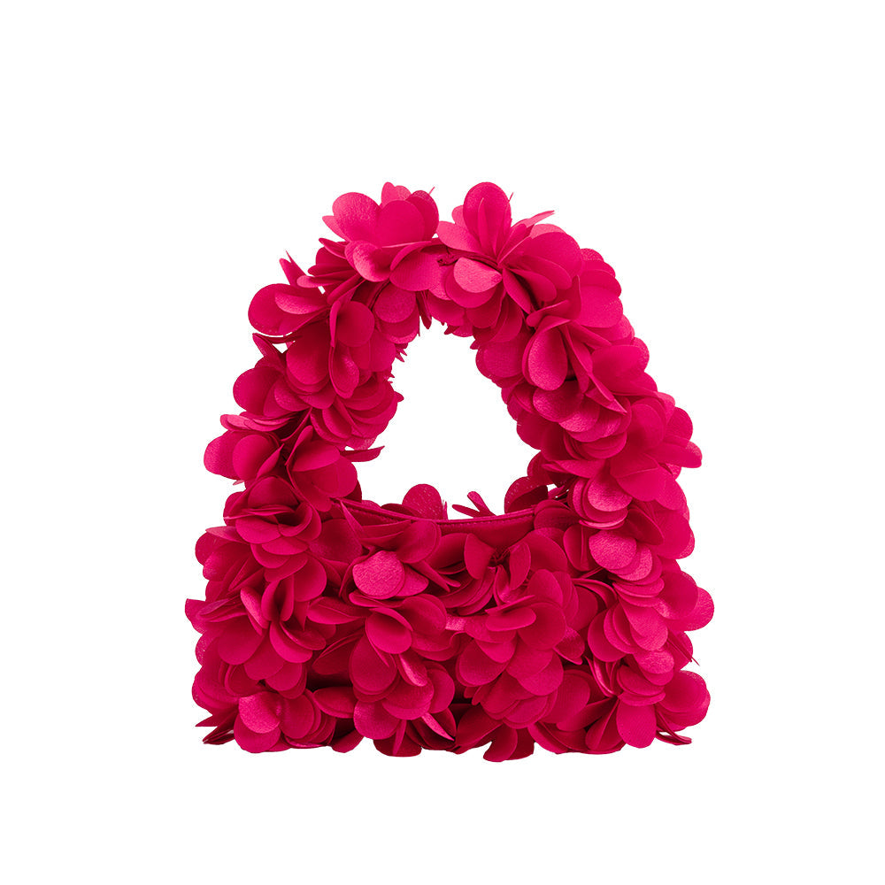 Bloom Fuchsia Vegan Satin Top Handle Bag - HOUSE OF SHE