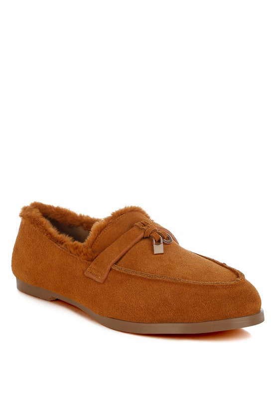 Ohrid Suede & Faux Fur Flat Loafers  HOUSE OF SHE