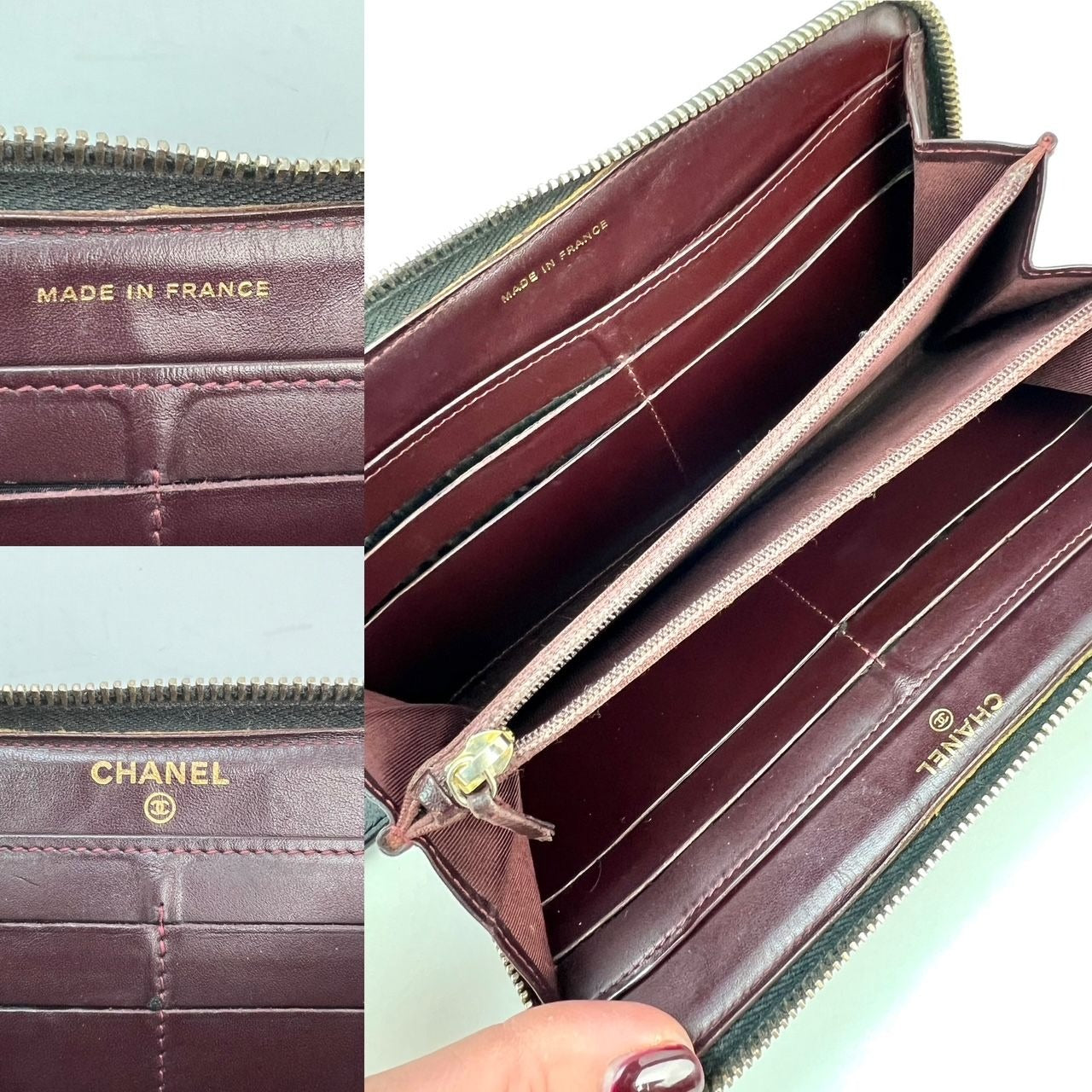 Chanel Caviar Quilted Large Gusset  Zip Around Black Wallet - HOUSE OF SHE