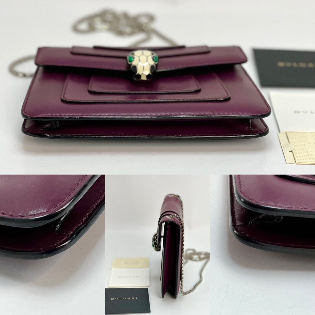 Bvlgari Calfskin Small Serpenti Forever Snake Plum Crossbody Bag - HOUSE OF SHE