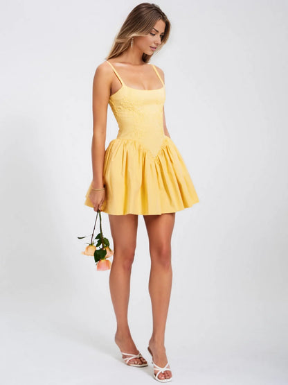 Kadi Yellow Corset Mini Dress