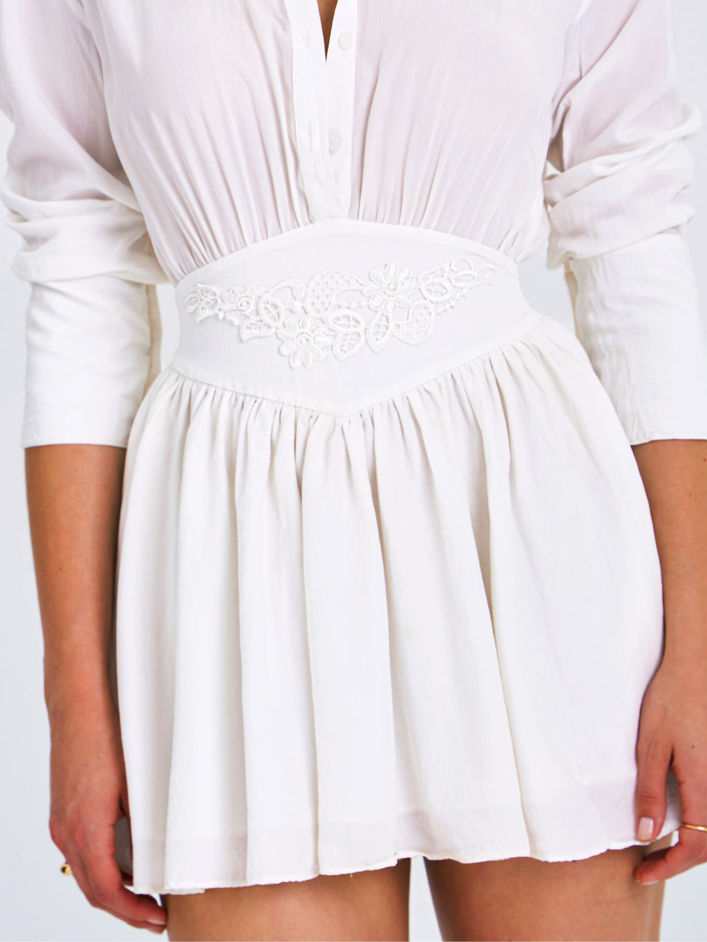 Jamila White Shirt Mini Dress - HOUSE OF SHE