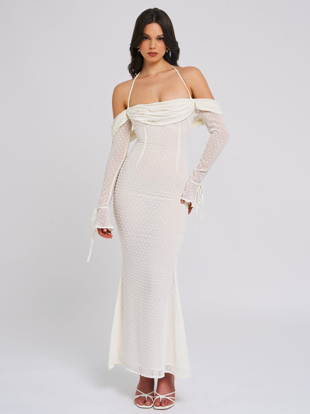 Kaia Long Sleeve Off Shoulder Maxi Dress - HOUSE OF SHE