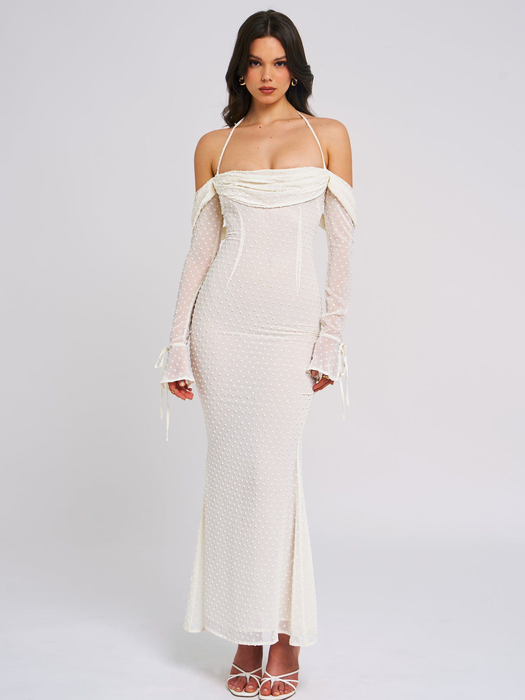 Kaia Long Sleeve Off Shoulder Maxi Dress - HOUSE OF SHE
