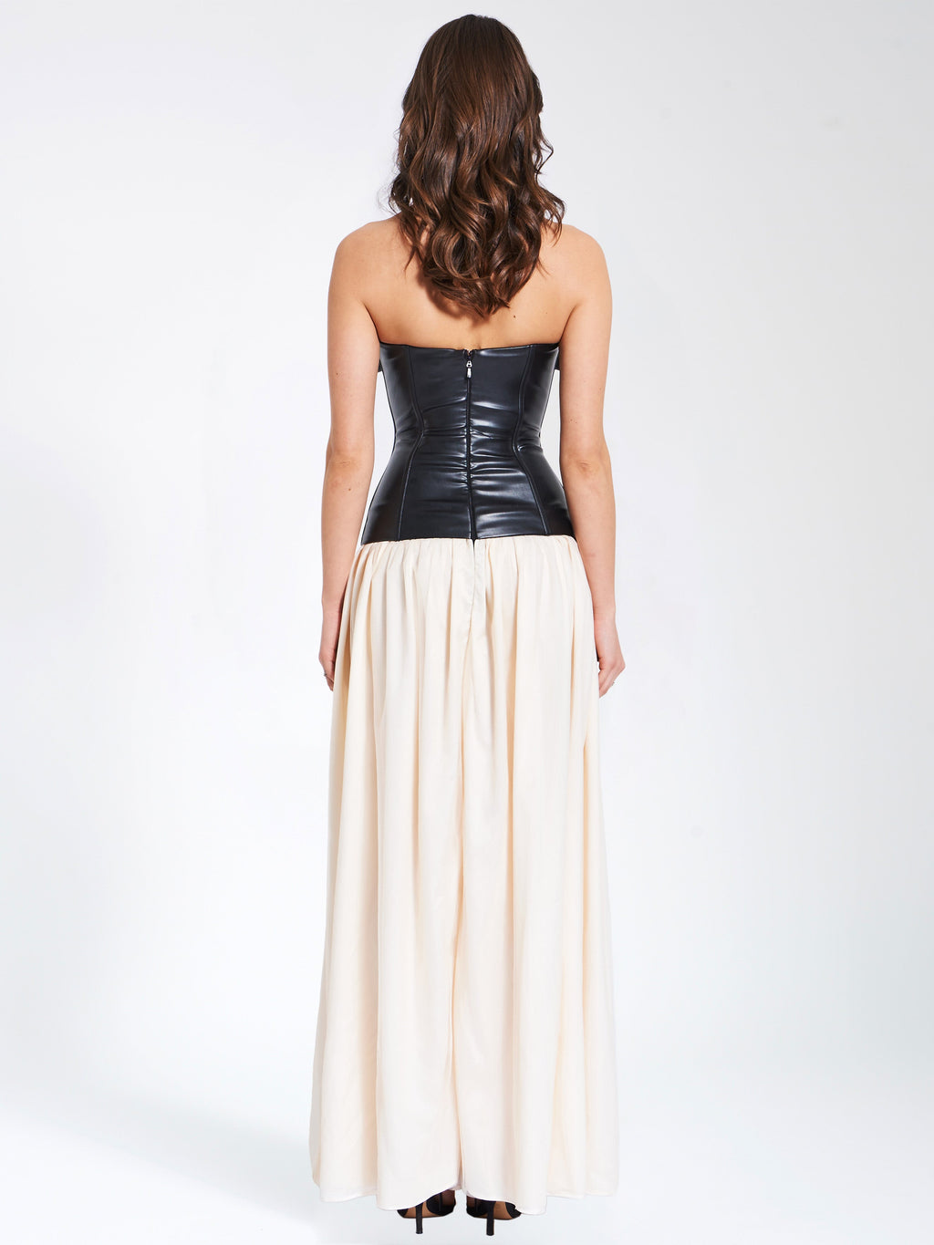 Mei Black Vegan Leather Corset Maxi Dress  HOUSE OF SHE