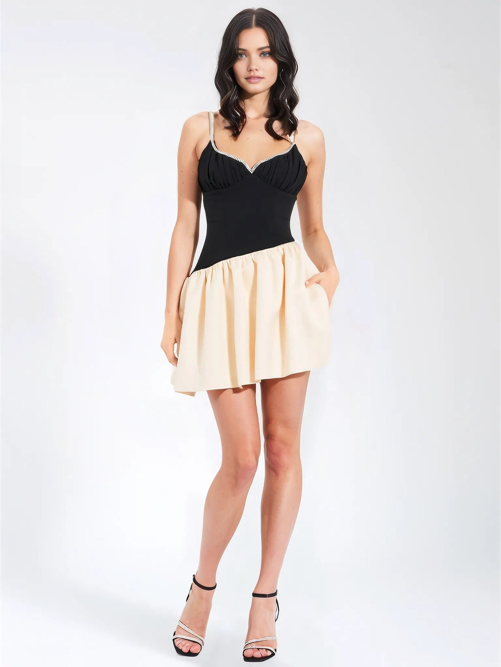 Blair Crystal Trim Drop Waist Mini Dress - HOUSE OF SHE