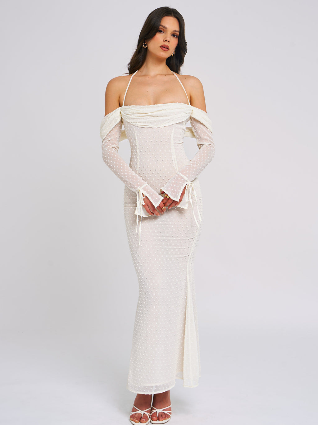 Kaia Long Sleeve Off Shoulder Maxi Dress - HOUSE OF SHE