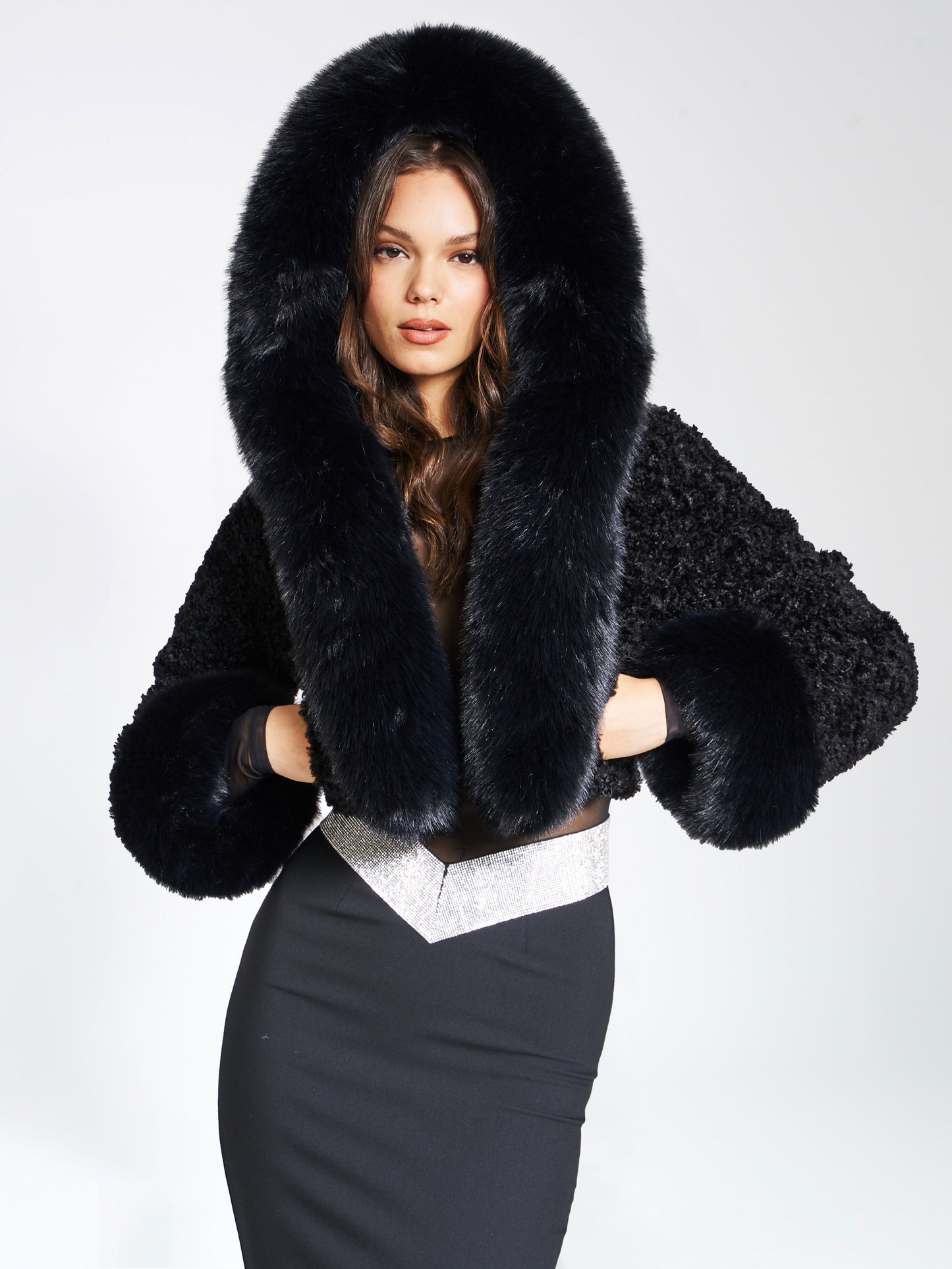 Kendall Black Faux Fur Coat