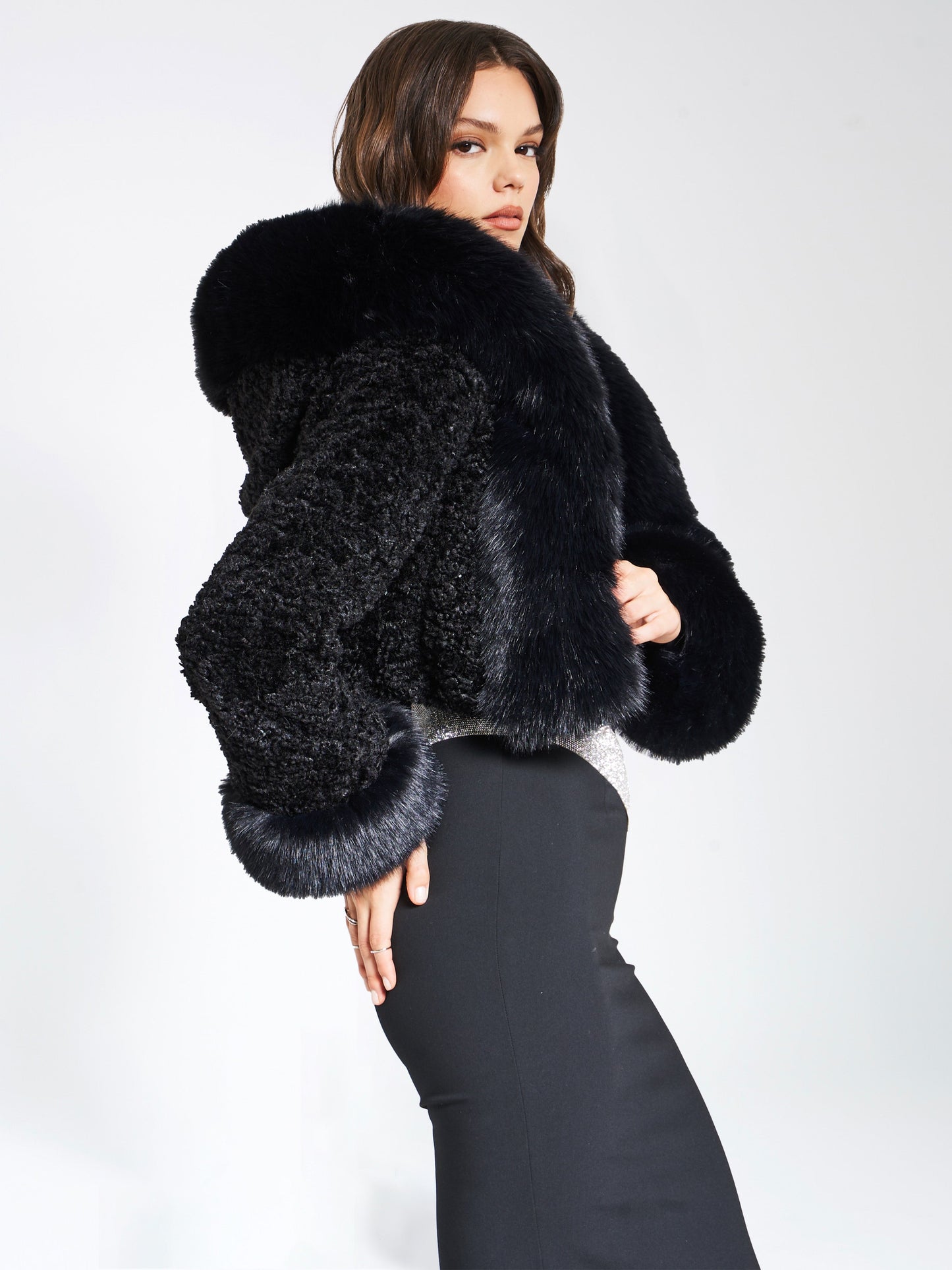 Kendall Black Faux Fur Coat