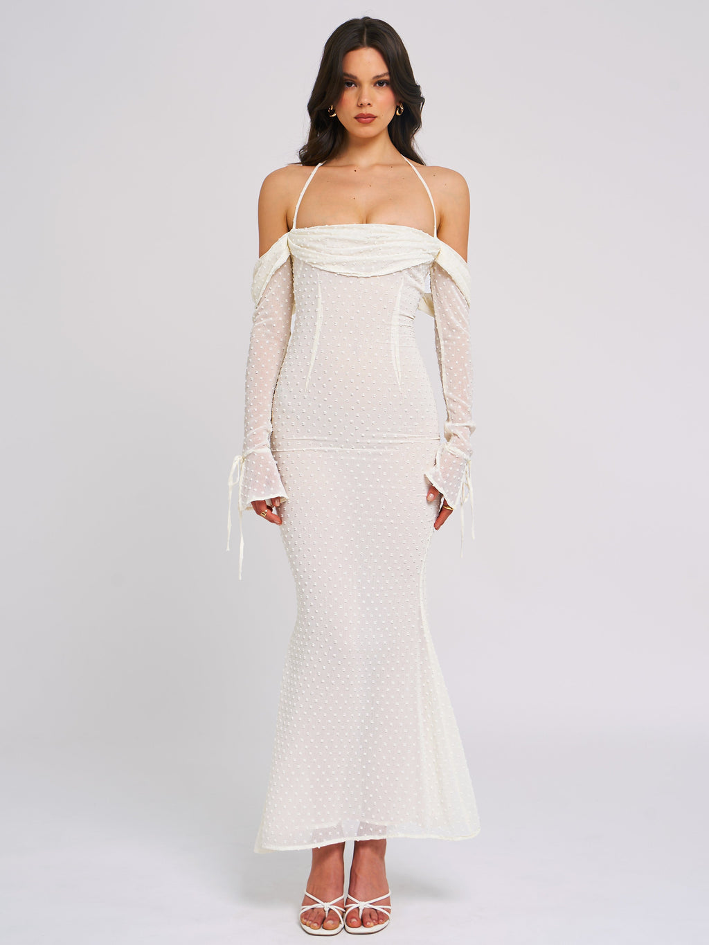 Kaia Long Sleeve Off Shoulder Maxi Dress - HOUSE OF SHE