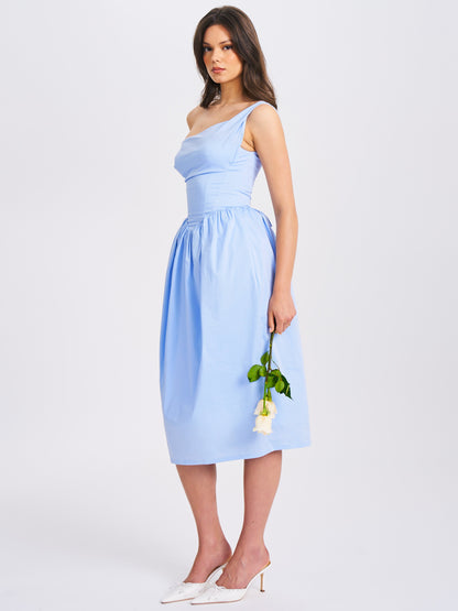 Reina Blue Drop Waist Corset Midi Dress  HOUSE OF SHE