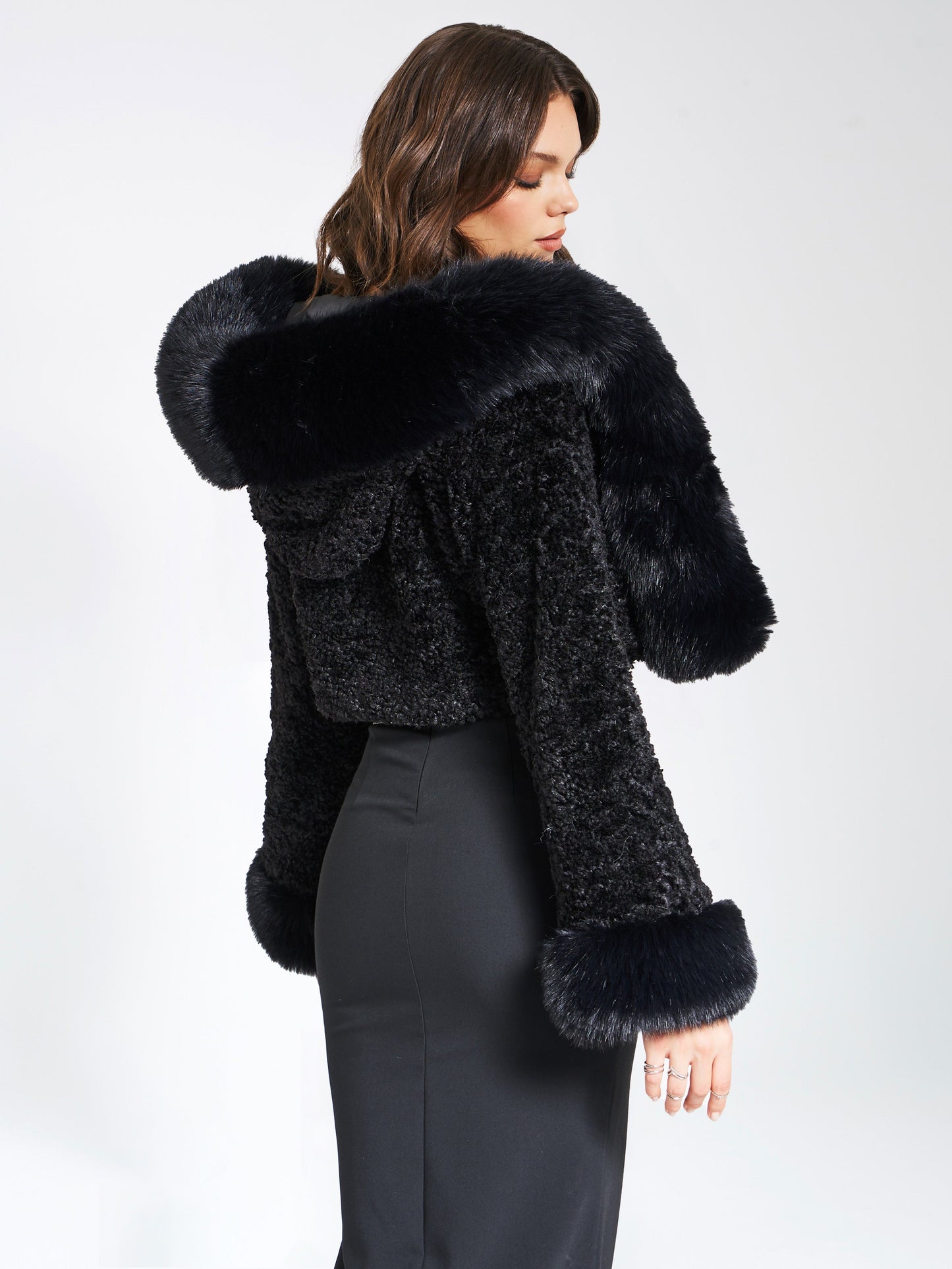 Kendall Black Faux Fur Coat