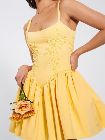 Kadi Yellow Corset Mini Dress