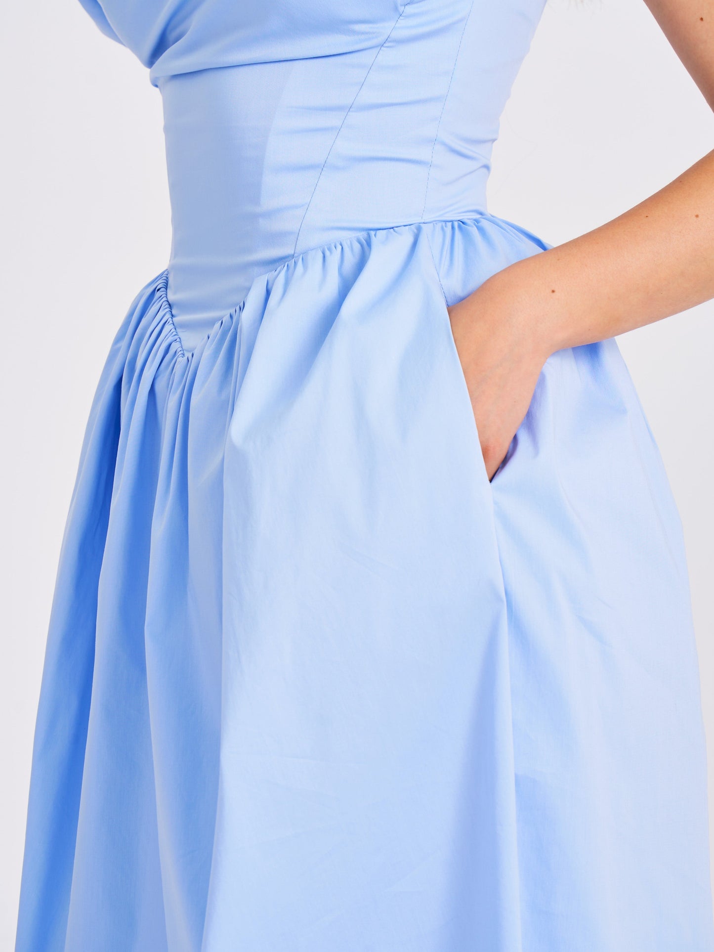 Reina Blue Drop Waist Corset Midi Dress  HOUSE OF SHE