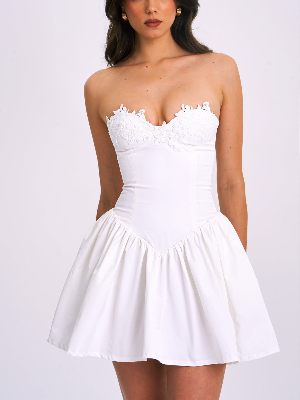 Sacha White Lace Drop Waist Corset Mini Dress - HOUSE OF SHE