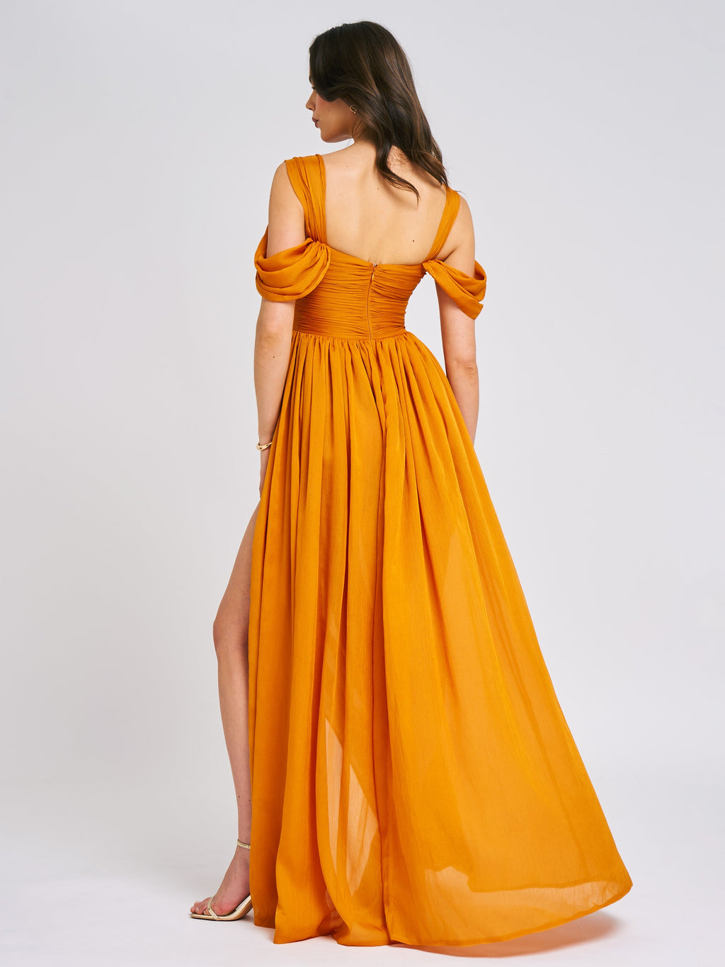 Jelani Layered Mesh High-Slit Drape Maxi Dress  HOUSE OF SHE