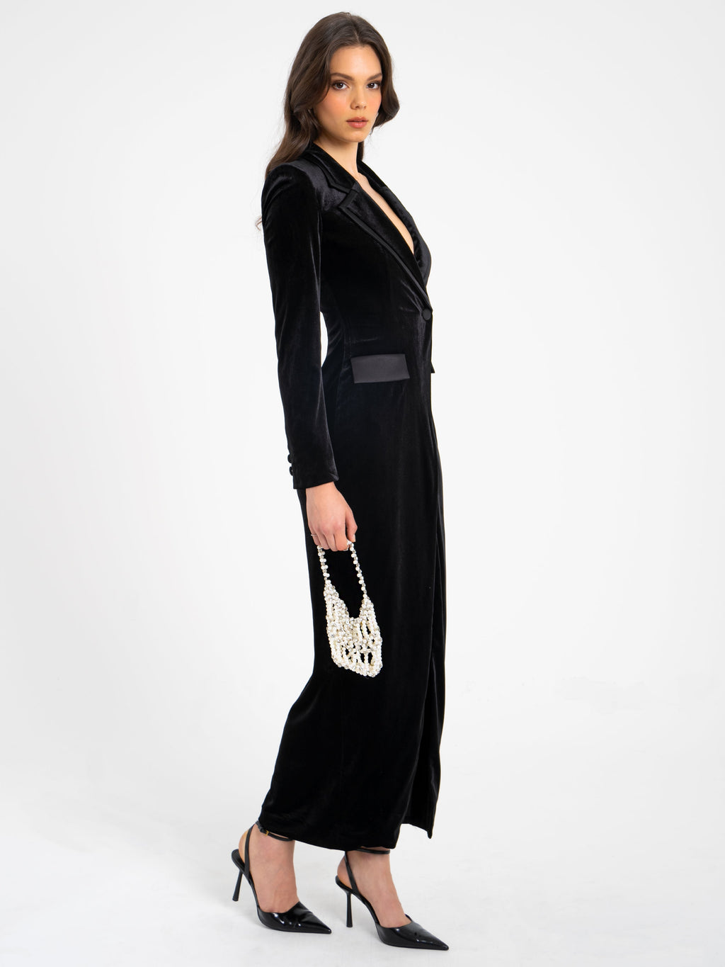 Willow Velvet High Slit Blazer Gown - HOUSE OF SHE
