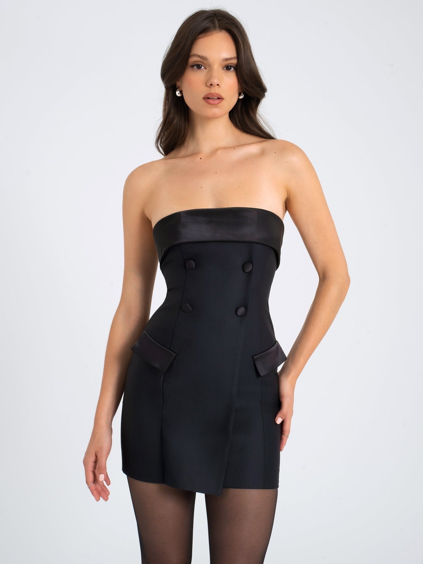 Dalilah Black Double Breast Mini Pencil Dress