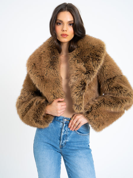 Yadavi Brown Vegan Fur Cropped Jacket – HOUSE OF SHE