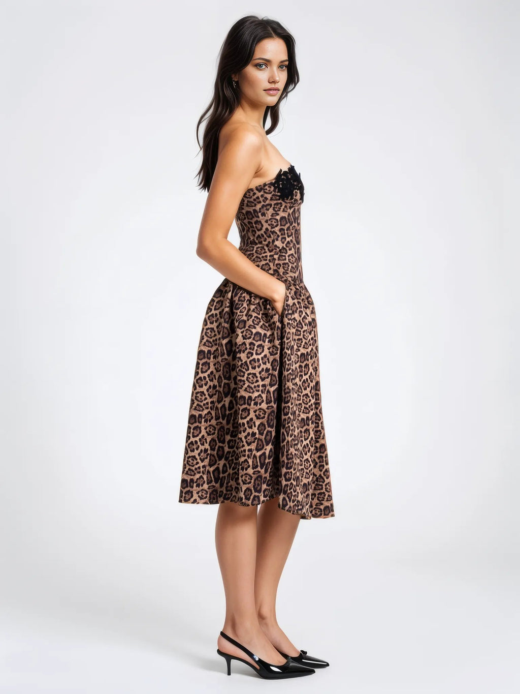 Henna Cheetah Print Midi Dress - HOUSE OF SHE