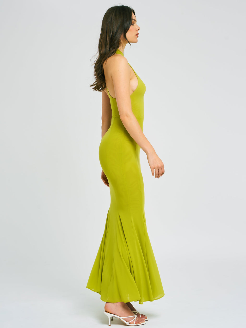 Irene Olive Green Mesh Turtleneck Dress - HOUSE OF SHE
