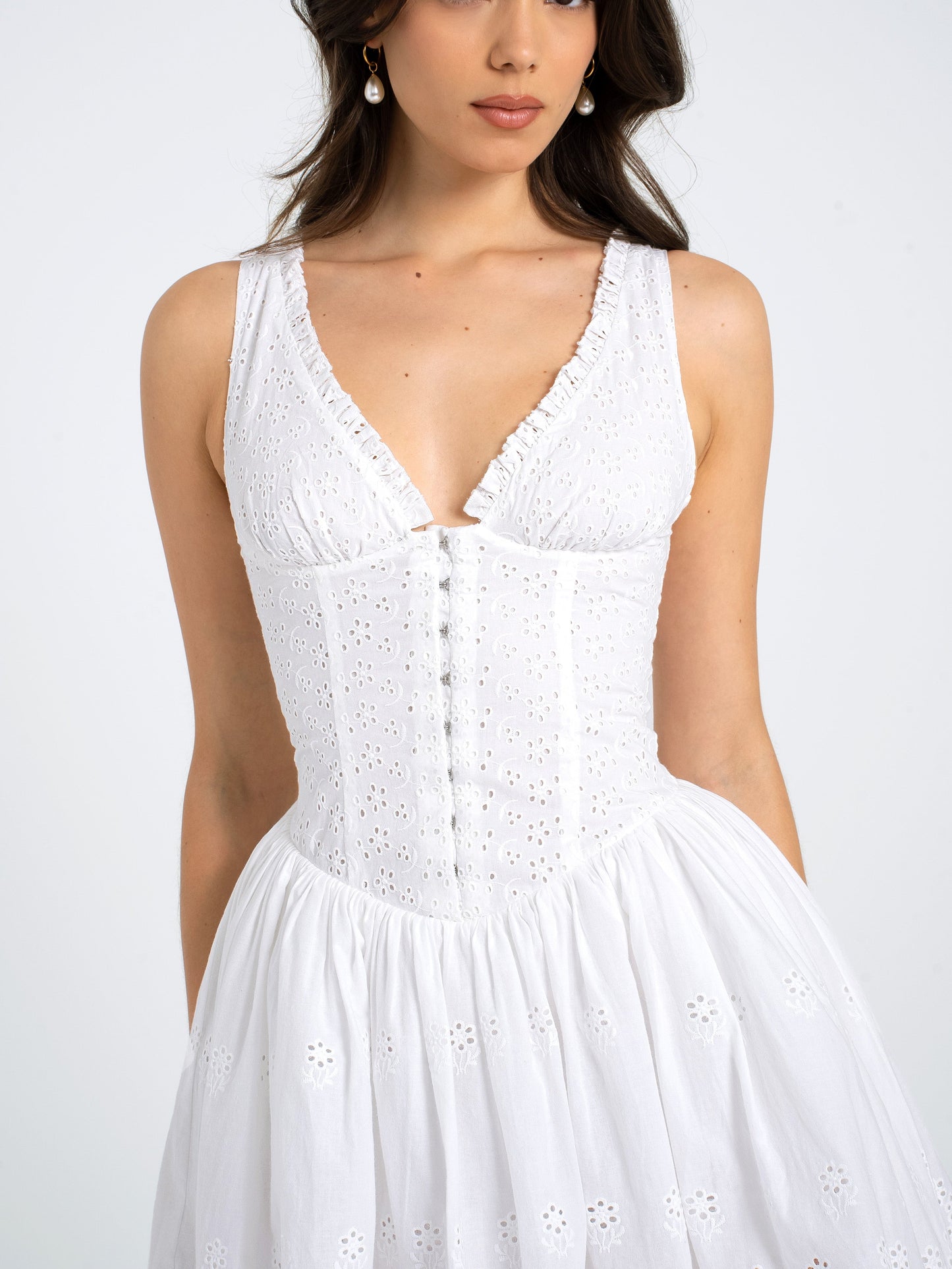 Aaliyah White Plunging Halter Drop Waist Mini Dress