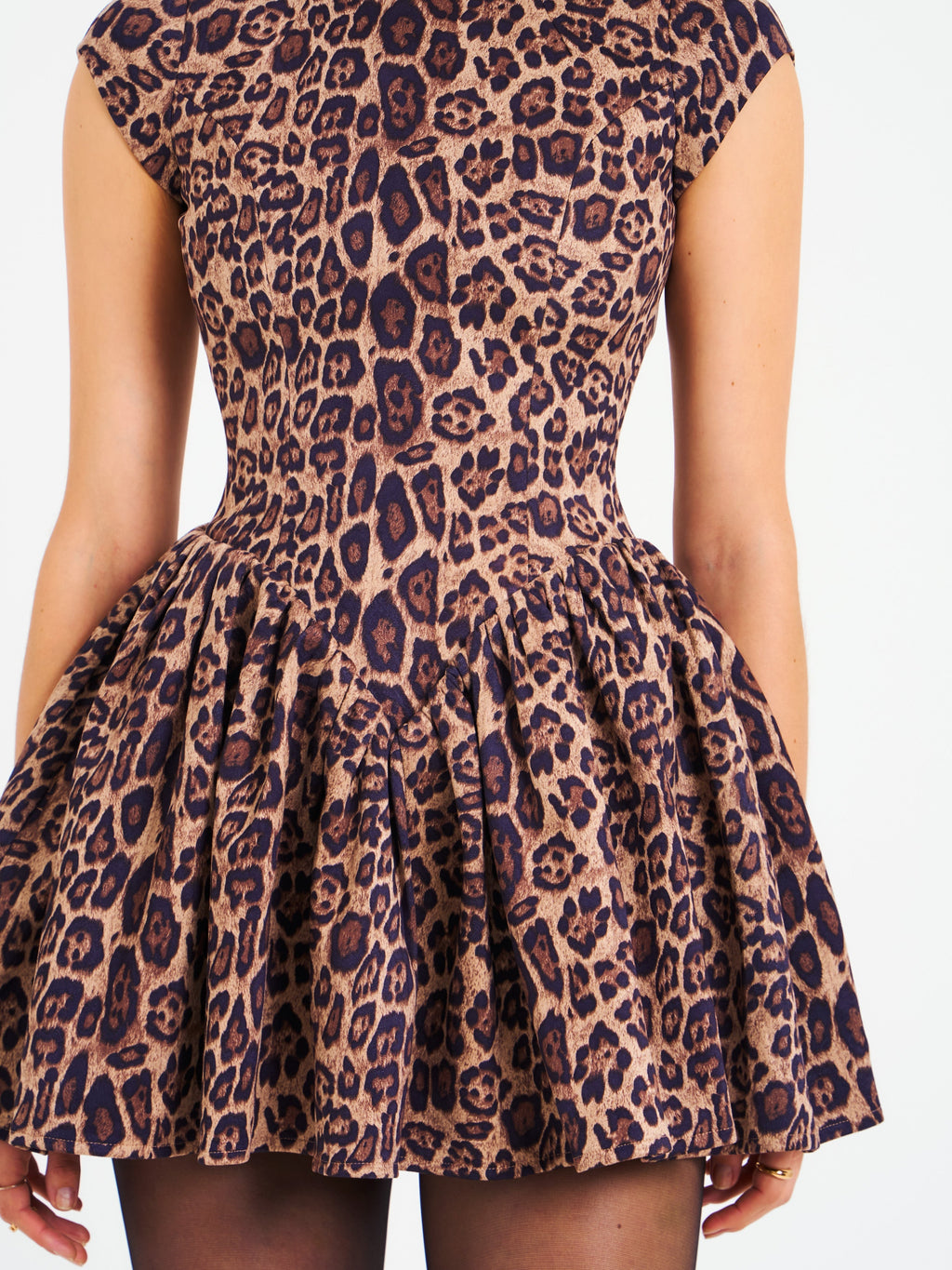 Faena Backless Cheetah Print Mini Puffy Dress  HOUSE OF SHE